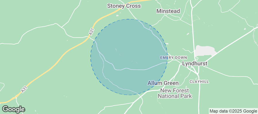 Map of Airbnb listings in New Forest