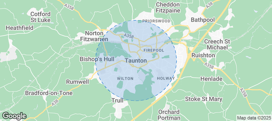 Map of Airbnb listings in Taunton