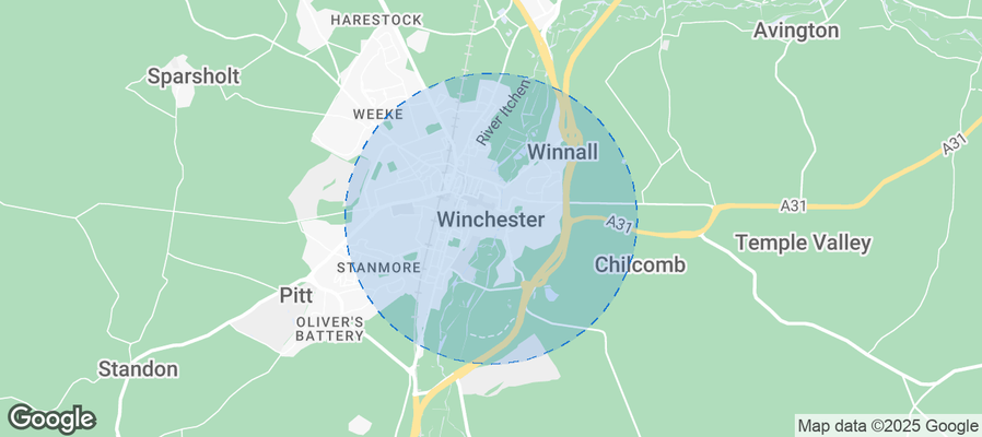 Map of Airbnb listings in Winchester