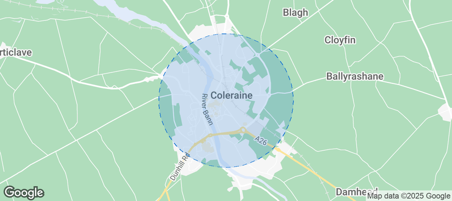 Map of Airbnb listings in Coleraine