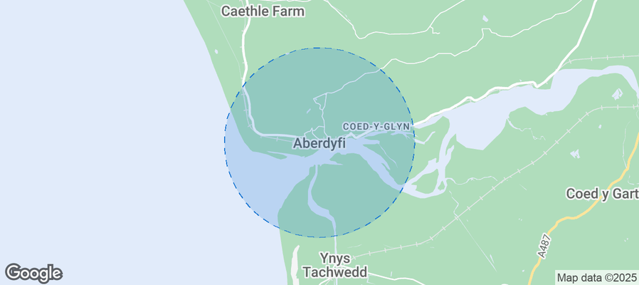 Map of Airbnb listings in Aberdovey