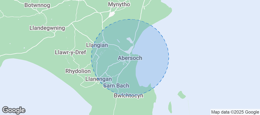Map of Airbnb listings in Abersoch