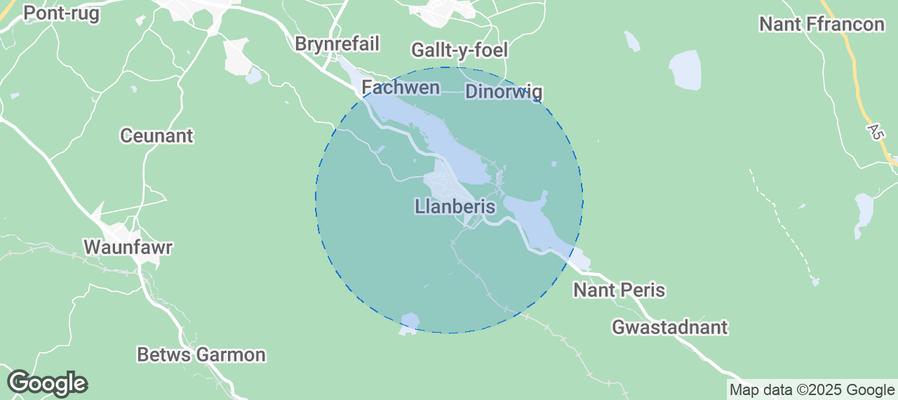Map of Airbnb listings in Llanberis