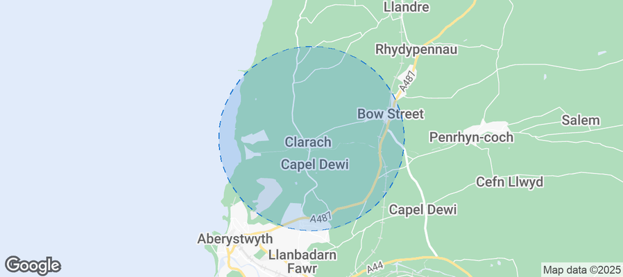 Map of Airbnb listings in Llangorwen