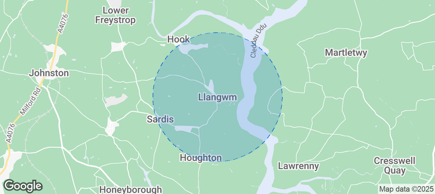 Map of Airbnb listings in Llangwm