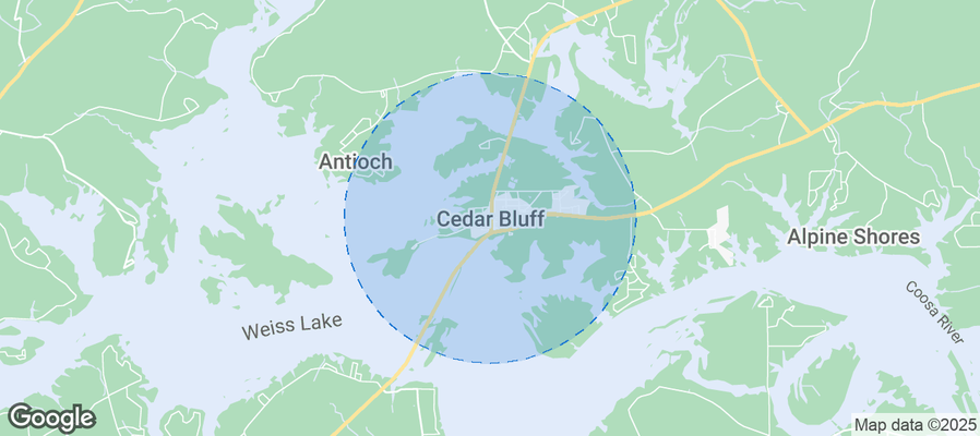 Map of Airbnb listings in Cedar Bluff