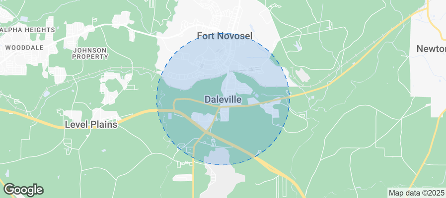 Map of Airbnb listings in Daleville