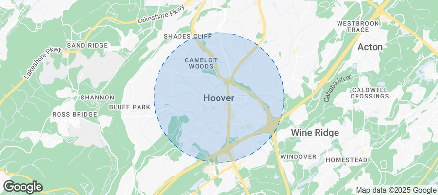 Map of Airbnb listings in Hoover