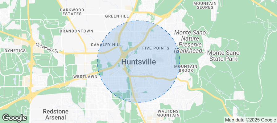 Map of Airbnb listings in Huntsville