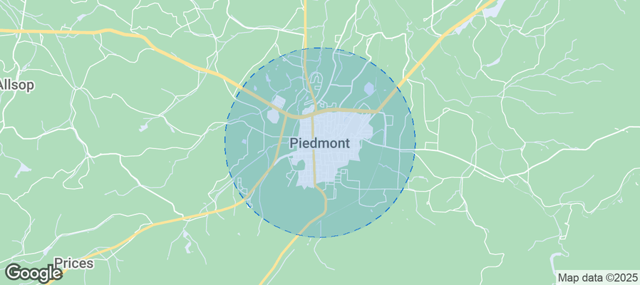 Map of Airbnb listings in Piedmont