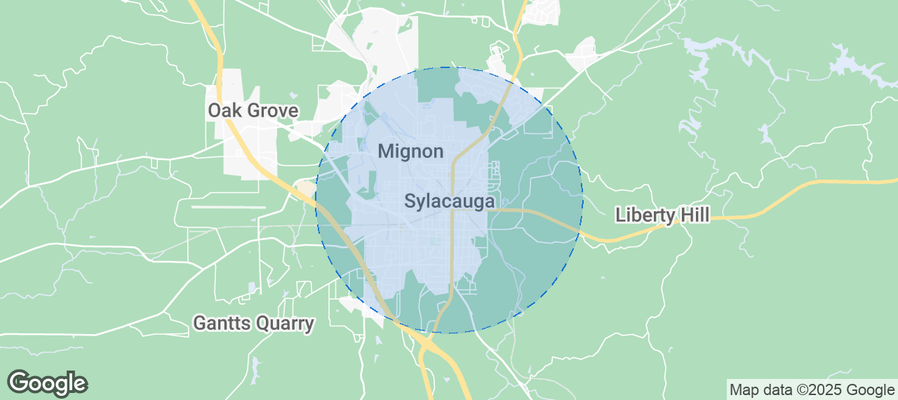 Map of Airbnb listings in Sylacauga