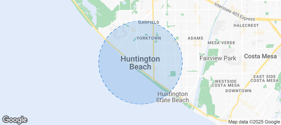 Map of Airbnb listings in Huntington Beach