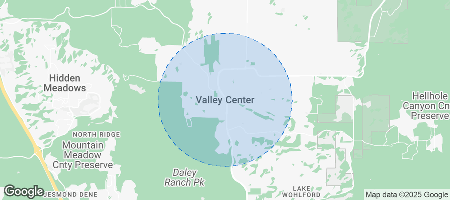 Map of Airbnb listings in Valley Center