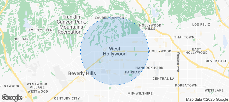 Map of Airbnb listings in West Hollywood