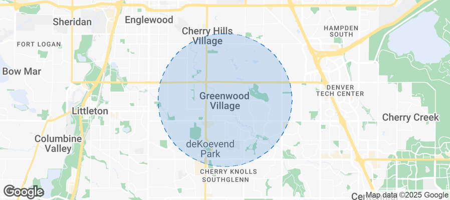 Map of Airbnb listings in Greenwood Village