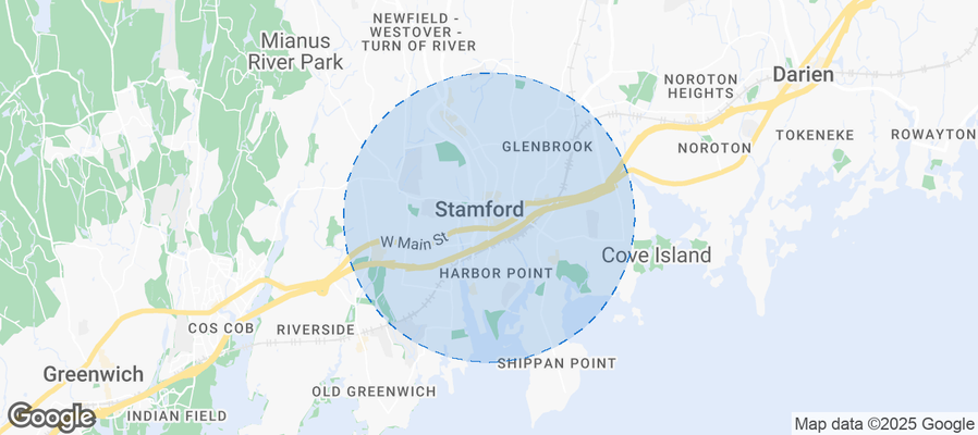 Map of Airbnb listings in Stamford