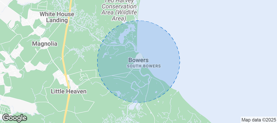 Map of Airbnb listings in Bowers