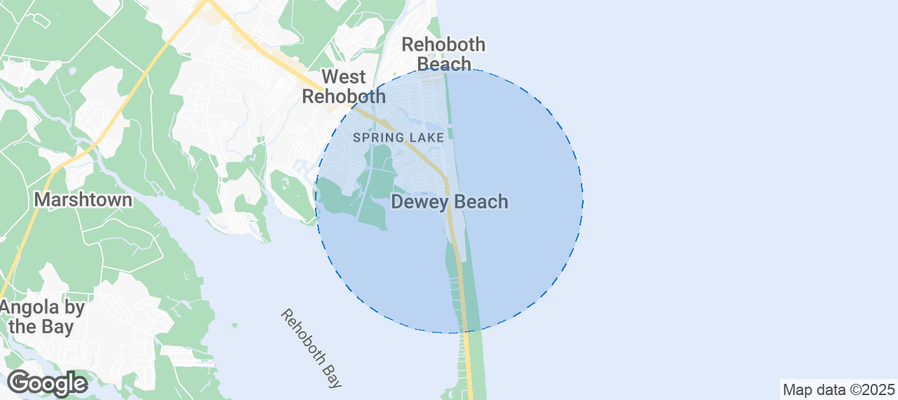 Map of Airbnb listings in Dewey Beach