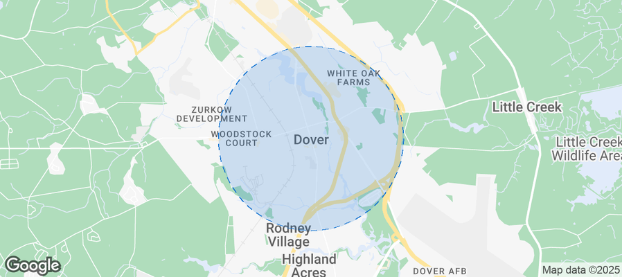 Map of Airbnb listings in Dover