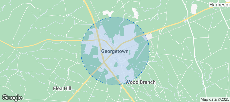 Map of Airbnb listings in Georgetown
