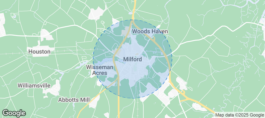Map of Airbnb listings in Milford