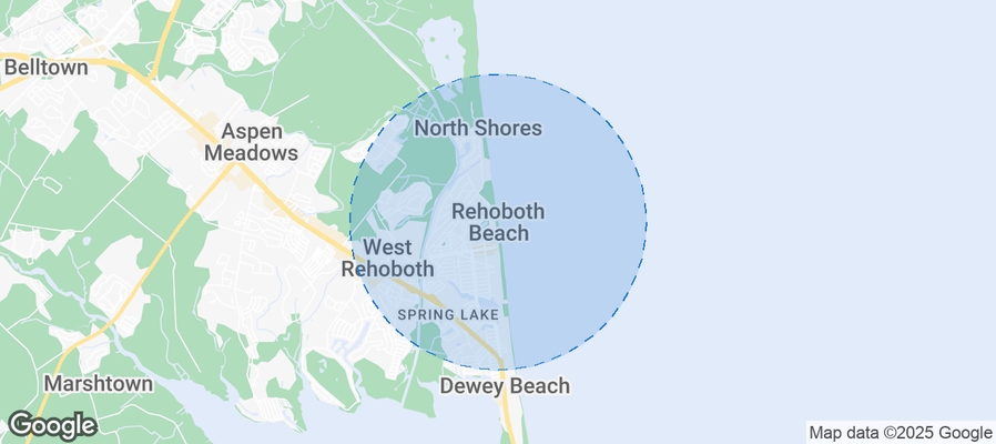 Map of Airbnb listings in Rehoboth Beach