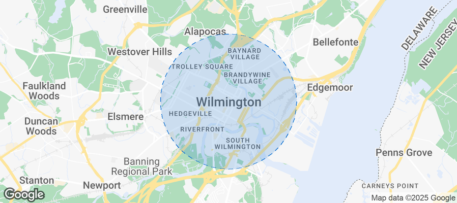 Map of Airbnb listings in Wilmington