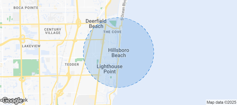 Map of Airbnb listings in Hillsboro Beach