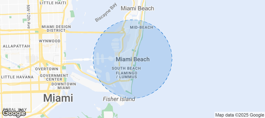 Map of Airbnb listings in Miami Beach