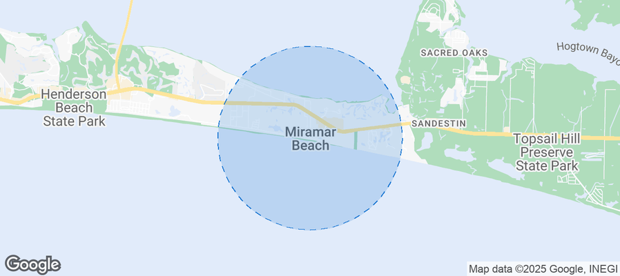 Map of Airbnb listings in Miramar Beach