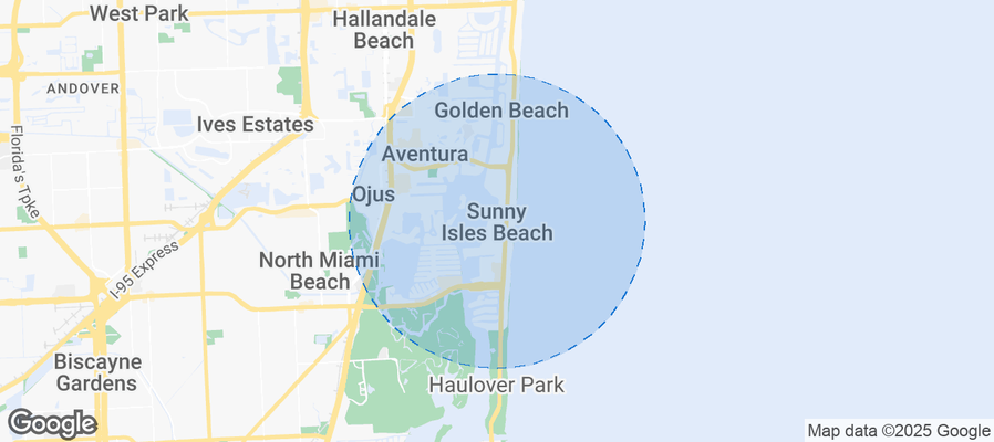 Map of Airbnb listings in Sunny Isles Beach