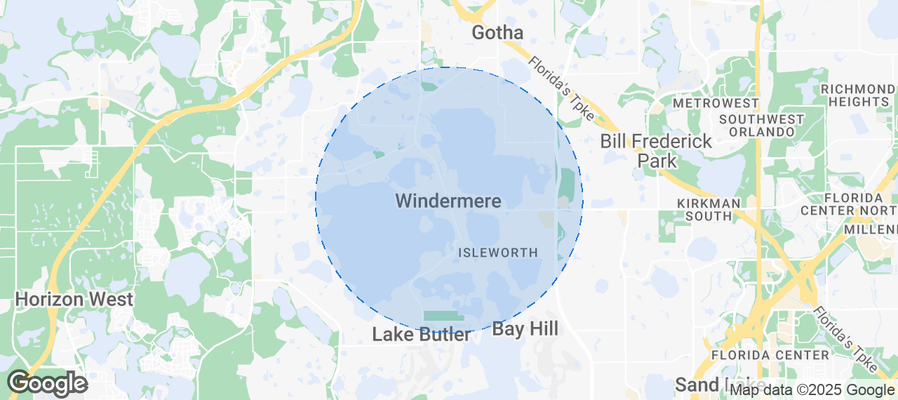 Map of Airbnb listings in Windermere