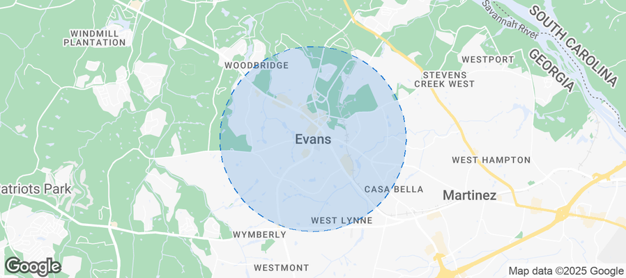 Map of Airbnb listings in Evans