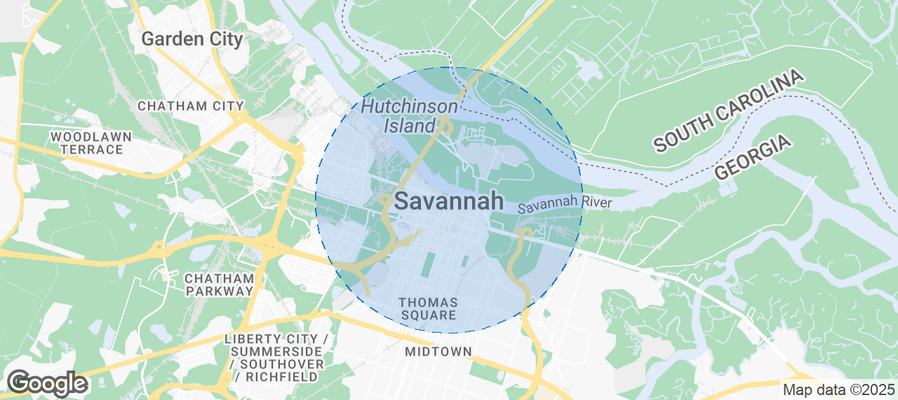 Map of Airbnb listings in Savannah