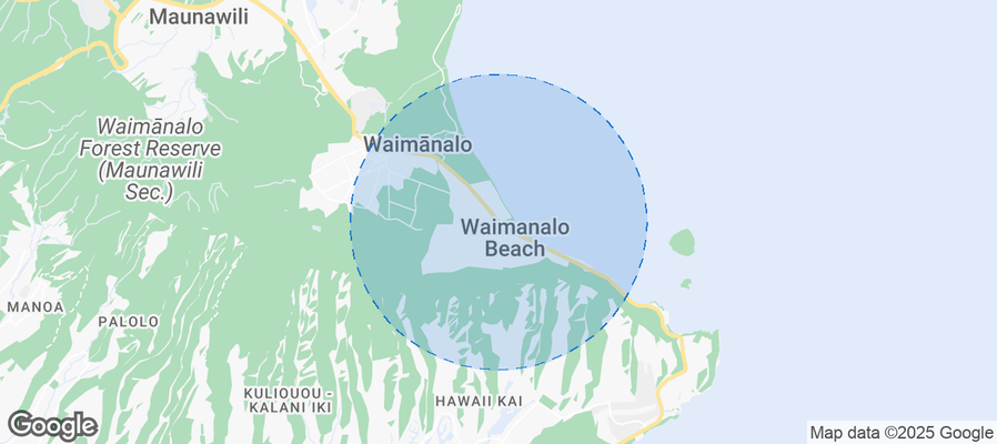 Map of Airbnb listings in Waimanalo Beach