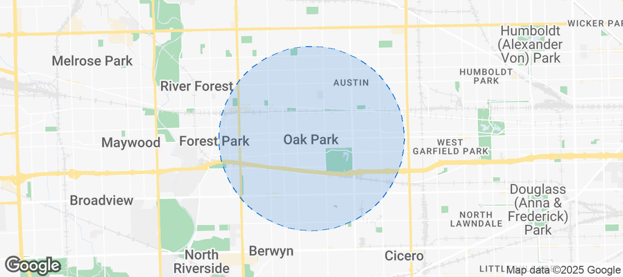 Map of Airbnb listings in Oak Park