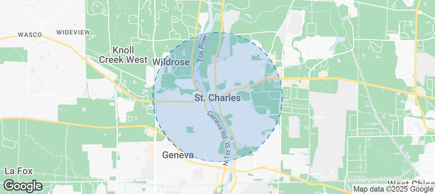 Map of Airbnb listings in St. Charles