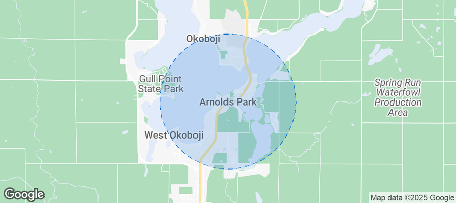 Map of Airbnb listings in Arnolds Park