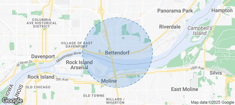 Map of Airbnb listings in Bettendorf