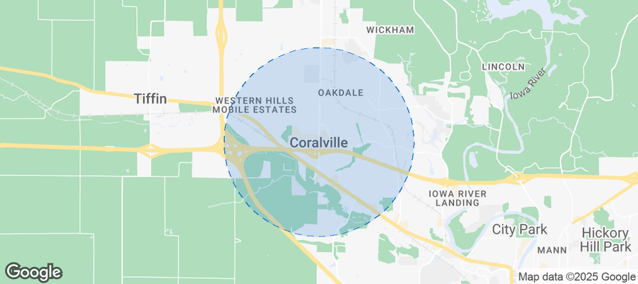 Map of Airbnb listings in Coralville