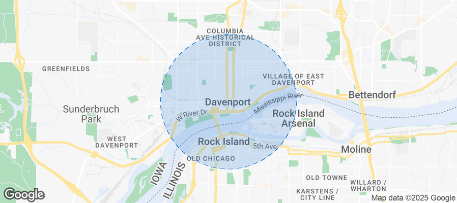 Map of Airbnb listings in Davenport