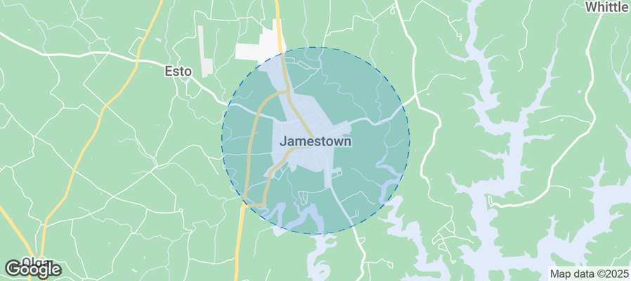 Map of Airbnb listings in Jamestown