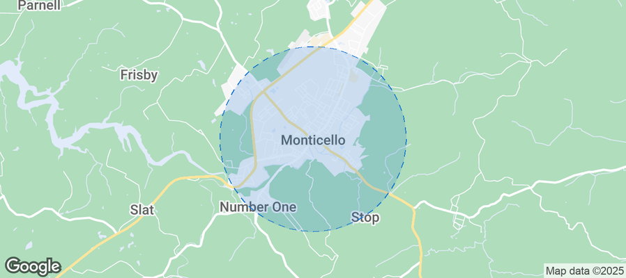 Map of Airbnb listings in Monticello