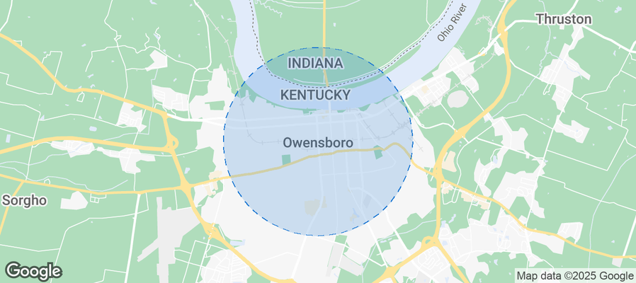 Map of Airbnb listings in Owensboro
