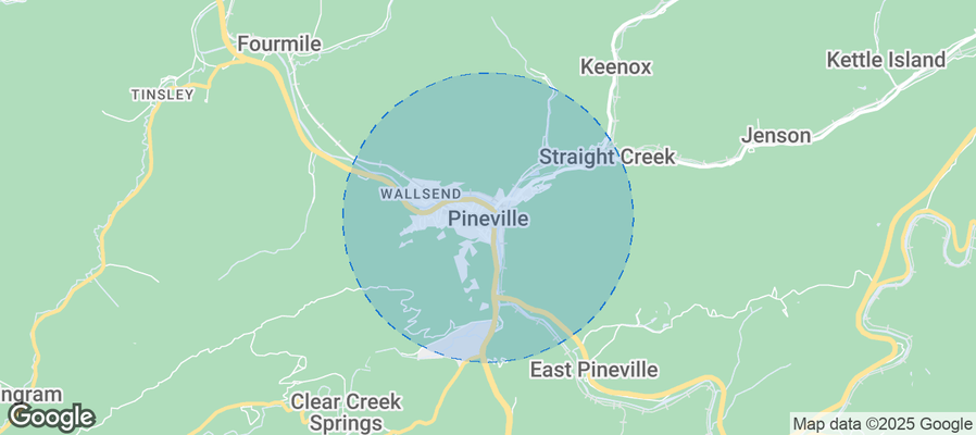 Map of Airbnb listings in Pineville