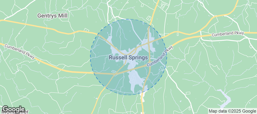 Map of Airbnb listings in Russell Springs