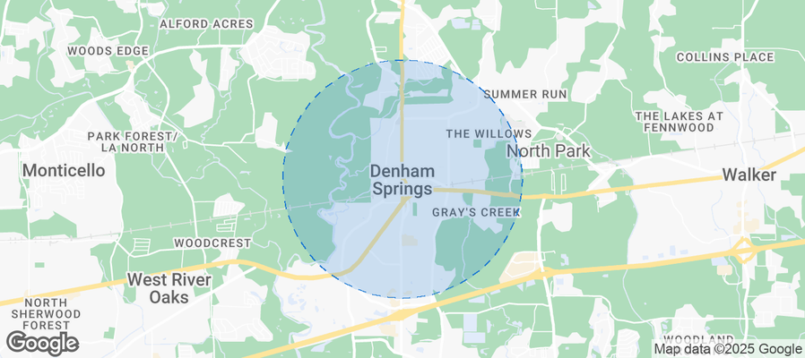 Map of Airbnb listings in Denham Springs