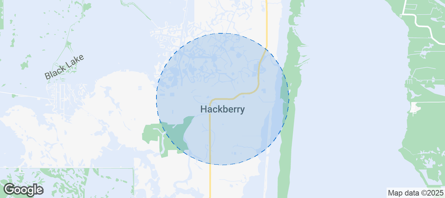 Map of Airbnb listings in Hackberry