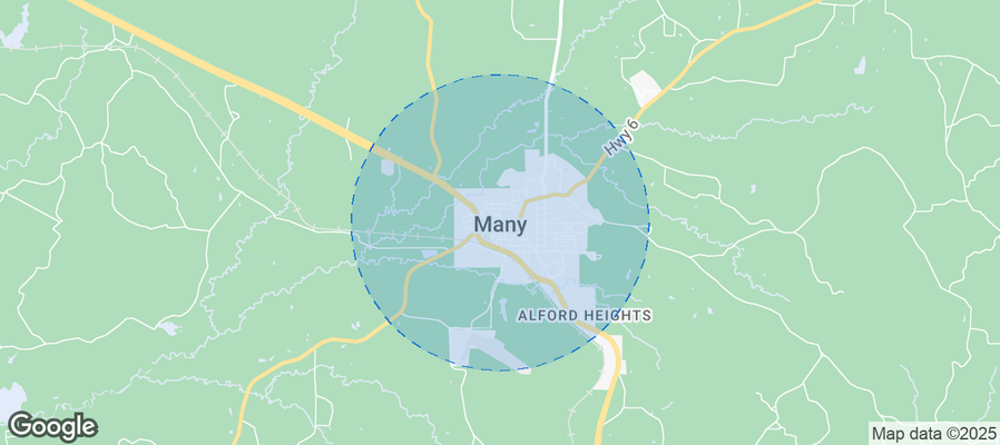 Map of Airbnb listings in Many