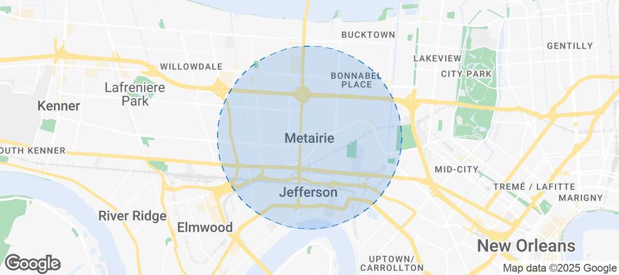 Map of Airbnb listings in Metairie